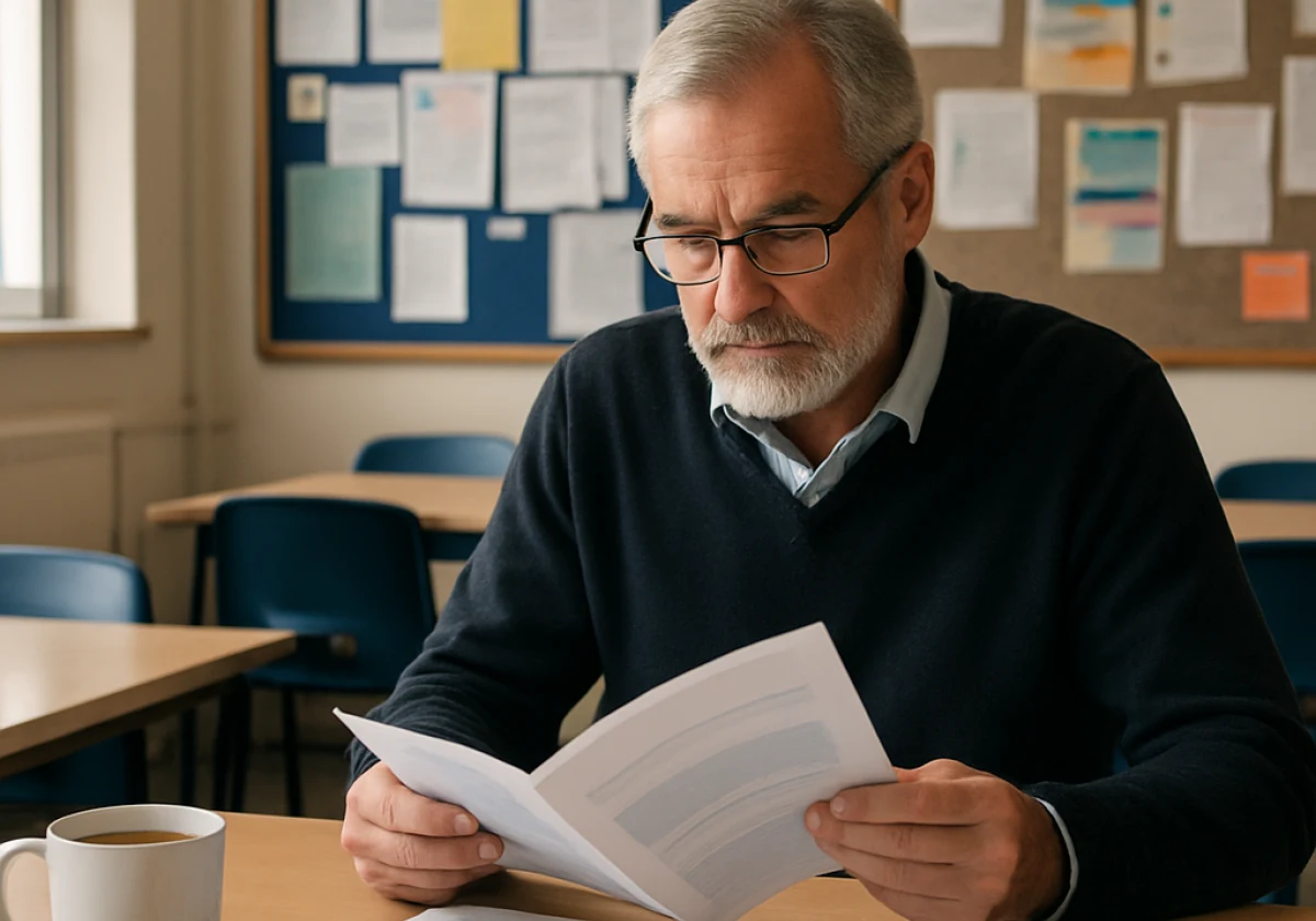 A teacher going through Safeguarding guidance book
