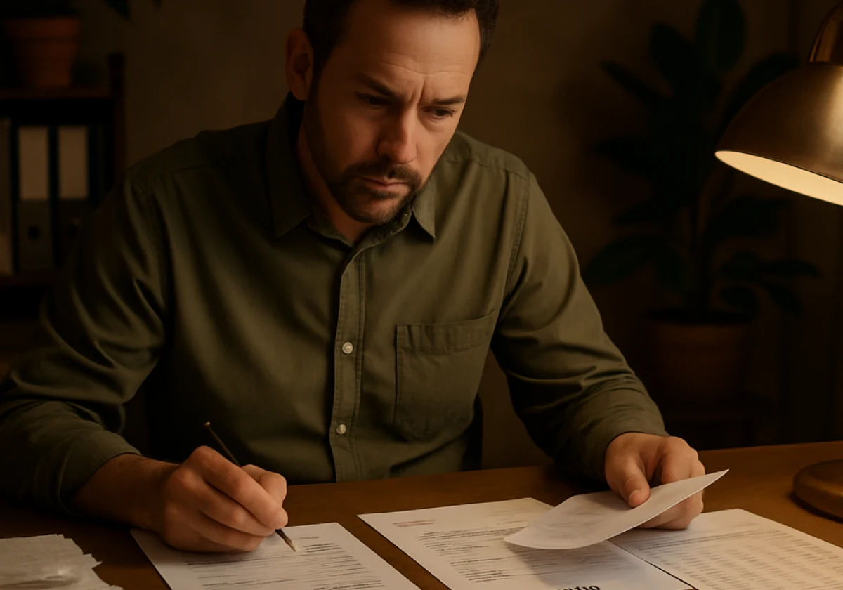 A teacher making notes on each student's profile for later